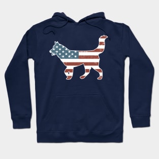 Vintage Patriot Husky Dog Husky Silhouette Hoodie